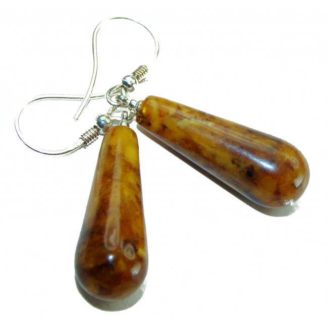 Golden Drops Baltic Polish Amber .925 Sterling Silver earrings