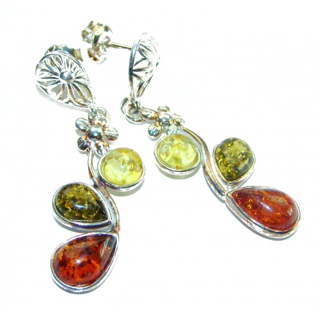 Wonderful Baltic Amber .925 Sterling Silver entirely handcrafted earrings