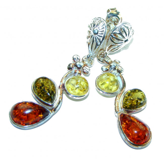 Wonderful Baltic Amber .925 Sterling Silver entirely handcrafted earrings