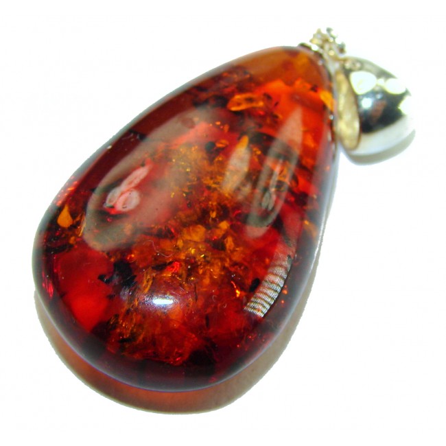 Honay Drop authentic Baltic Amber .925 Sterling Silver handmade Pendant