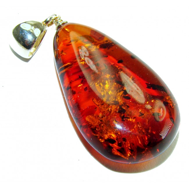 Honay Drop authentic Baltic Amber .925 Sterling Silver handmade Pendant