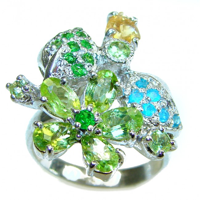 Summer Time Authentic 12.1 carat Peridot .925 Sterling Silver handmade Ring s. 9