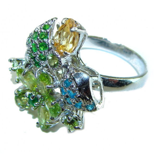 Summer Time Authentic 12.1 carat Peridot .925 Sterling Silver handmade Ring s. 9