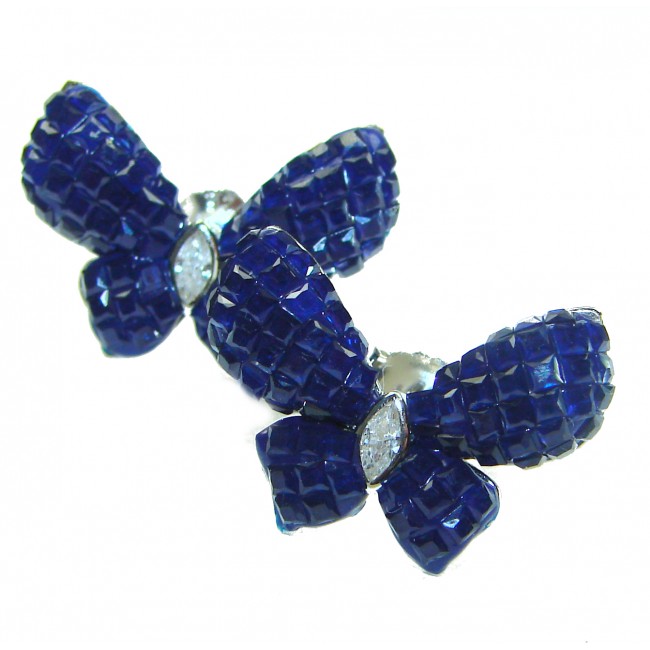 Magnificent Jewel Sapphire Butterflies .925 Sterling Silver handcrafted incredible earrings