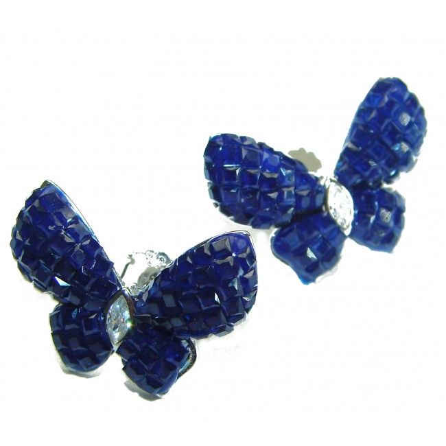 Magnificent Jewel Sapphire Butterflies .925 Sterling Silver handcrafted incredible earrings