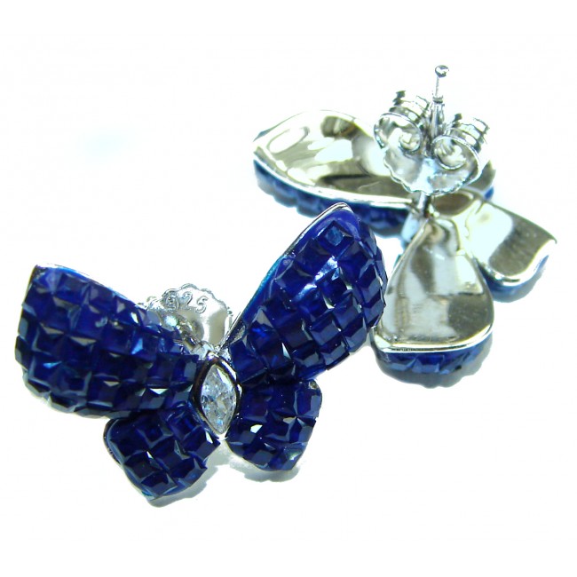 Magnificent Jewel Sapphire Butterflies .925 Sterling Silver handcrafted incredible earrings