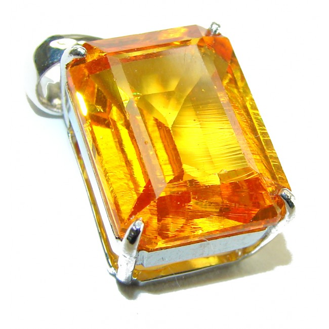 Golden Rays authentic 10.2 carat Golden Topaz .925 Sterling Silver handcrafted pendant