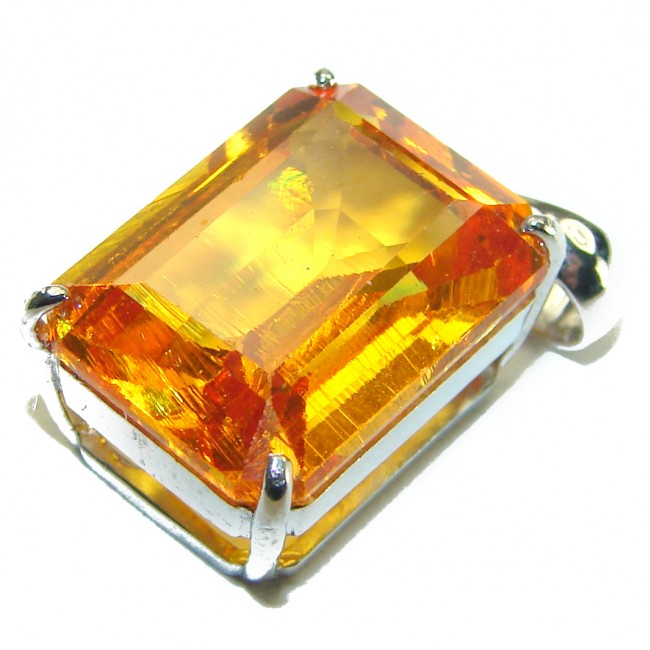 Golden Rays authentic 10.2 carat Golden Topaz .925 Sterling Silver handcrafted pendant