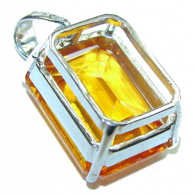 Golden Rays authentic 10.2 carat Golden Topaz .925 Sterling Silver handcrafted pendant