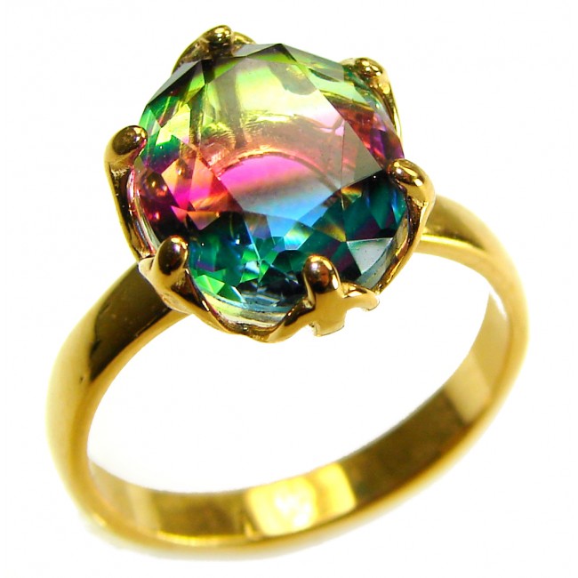 7.8 carat Brazilian Tourmaline 14K Gold over .925 Sterling Silver Perfectly handcrafted Ring s. 7 1/4