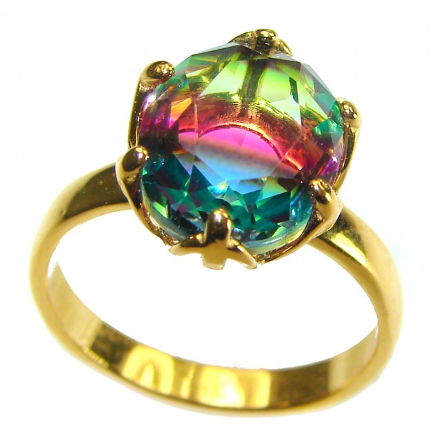 7.8 carat Brazilian Tourmaline 14K Gold over .925 Sterling Silver Perfectly handcrafted Ring s. 7 1/4