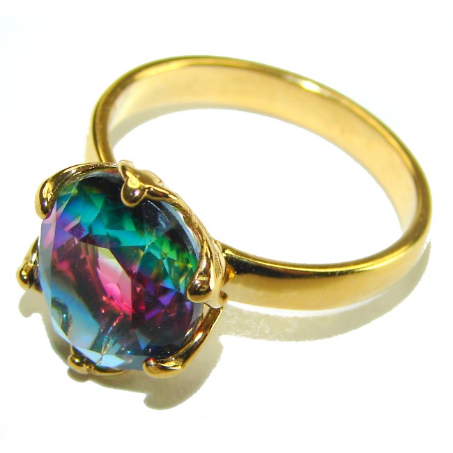 7.8 carat Brazilian Tourmaline 14K Gold over .925 Sterling Silver Perfectly handcrafted Ring s. 7 1/4