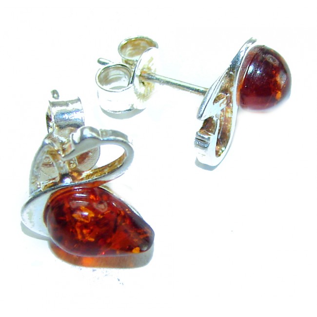 Swan Authentic Baltic Polish Amber .925 Sterling Silver earrings