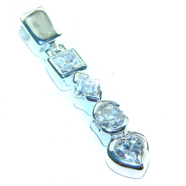 Genuine White Topaz .925 Sterling Silver handmade Pendant