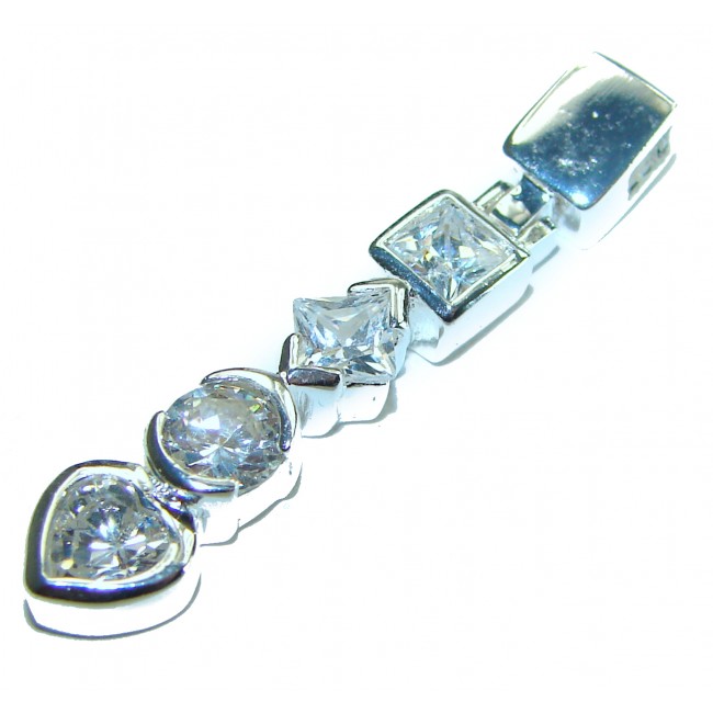 Genuine White Topaz .925 Sterling Silver handmade Pendant