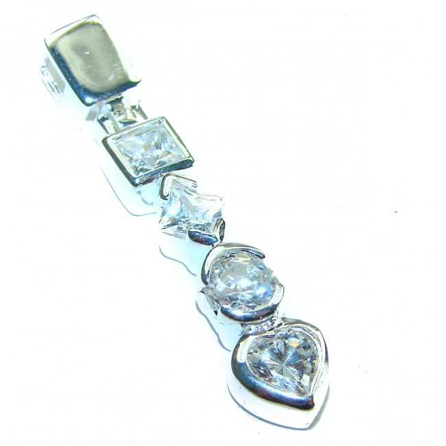 Genuine White Topaz .925 Sterling Silver handmade Pendant