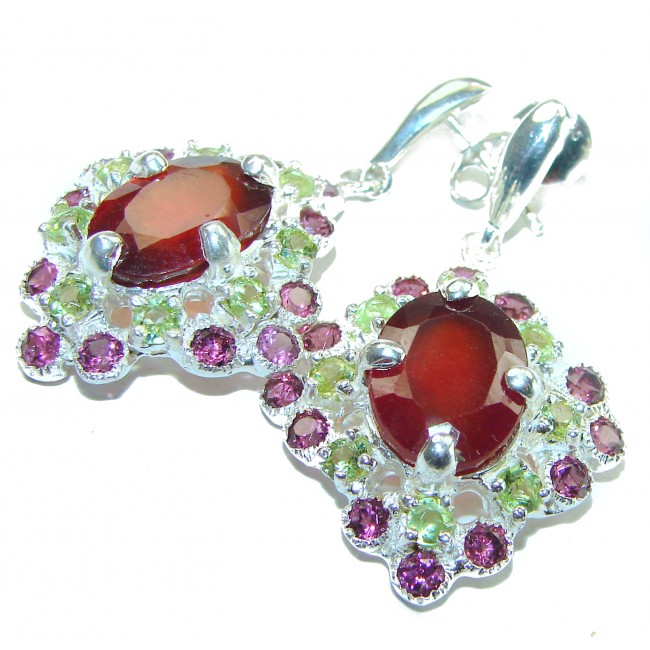 Carmen Authentic 11.5 carat Garnet .925 Sterling Silver handmade earrings