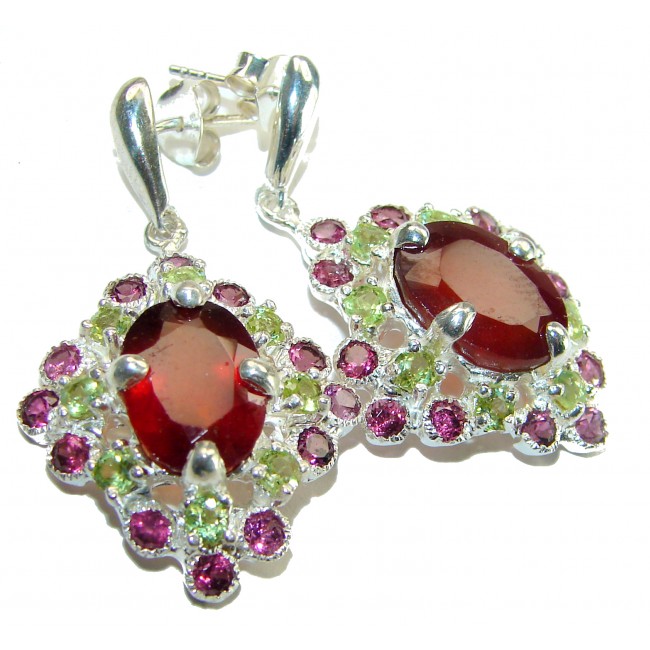 Carmen Authentic 11.5 carat Garnet .925 Sterling Silver handmade earrings