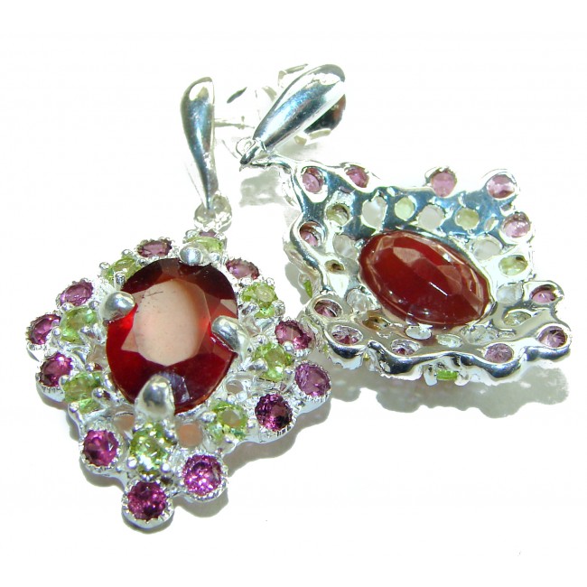 Carmen Authentic 11.5 carat Garnet .925 Sterling Silver handmade earrings