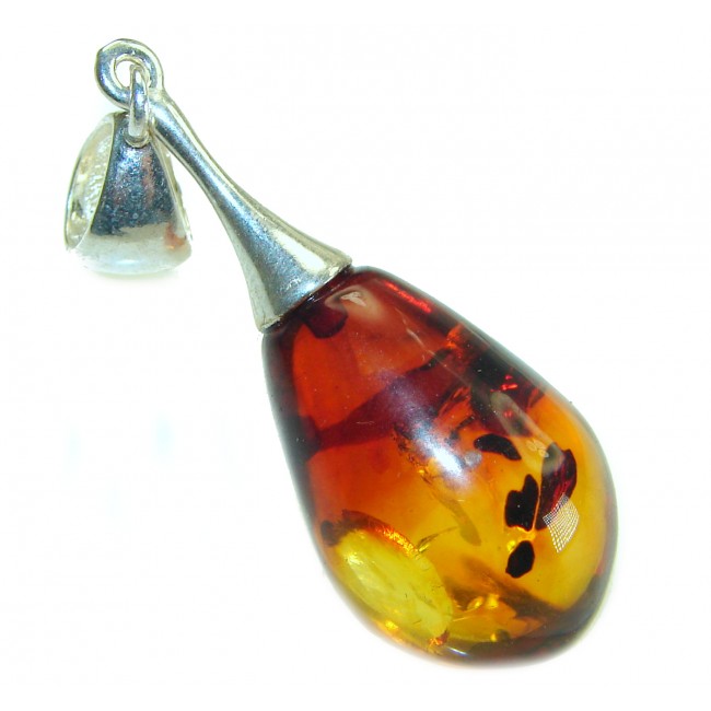 Honay Drop authentic Baltic Amber .925 Sterling Silver handmade Pendant