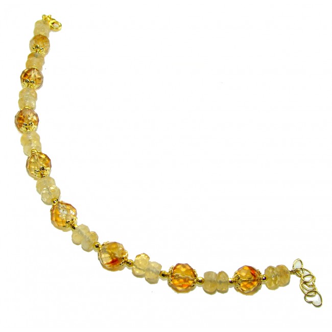 Genuine natural Citrine 14K Gold over .925 Sterling Silver handcrafted Bracelet