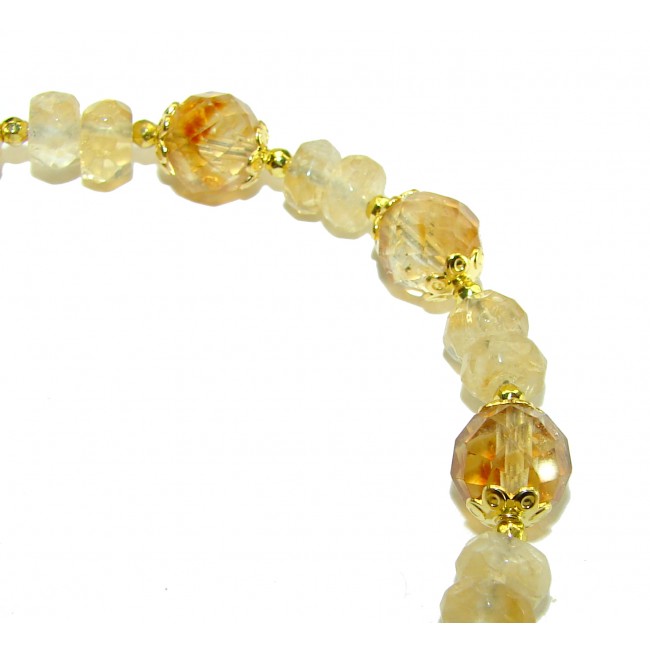 Genuine natural Citrine 14K Gold over .925 Sterling Silver handcrafted Bracelet