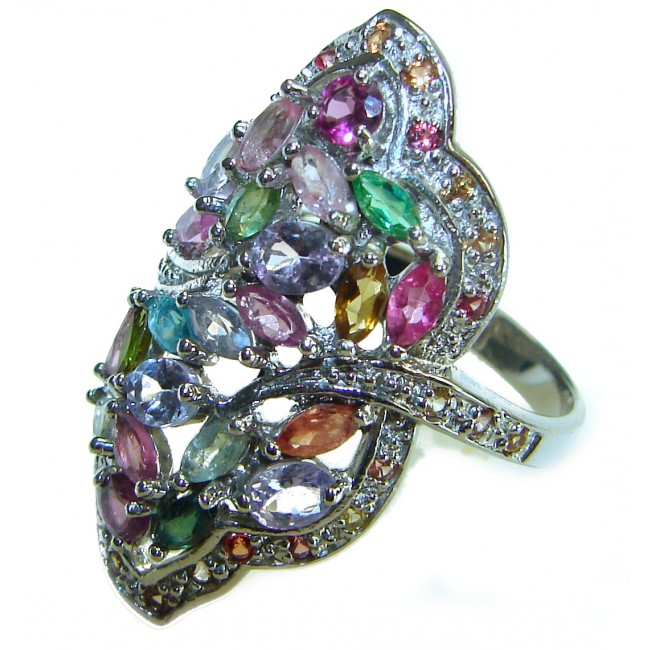 Precious Pink Watermelon Tourmaline .925 Sterling Silver Handcrafted Ring size 9