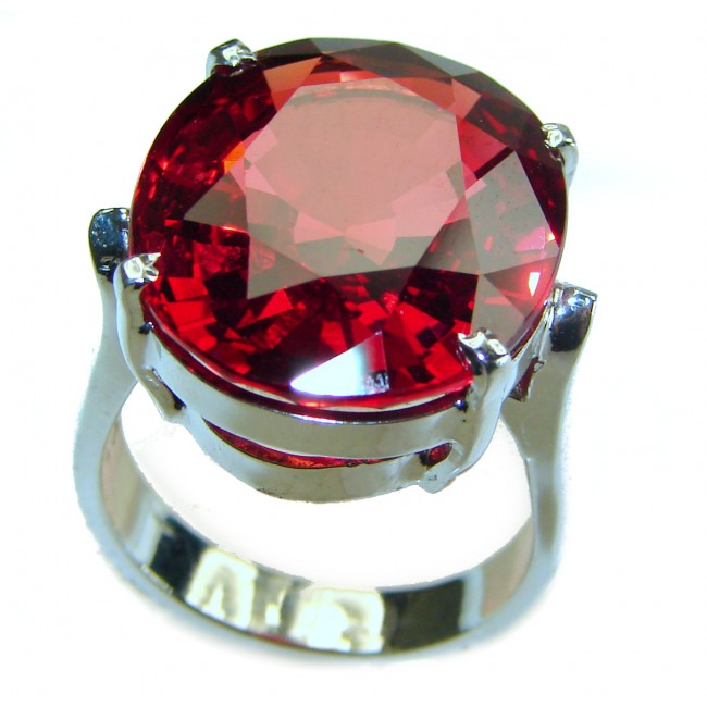 Red Brilliance 44.5 carat Red Topaz .925 Silver handcrafted Large Cocktail Ring s. 8 1/2