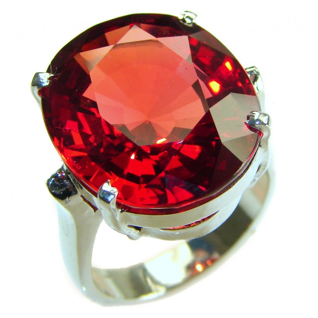 Red Brilliance 44.5 carat Red Topaz .925 Silver handcrafted Large Cocktail Ring s. 8 1/2