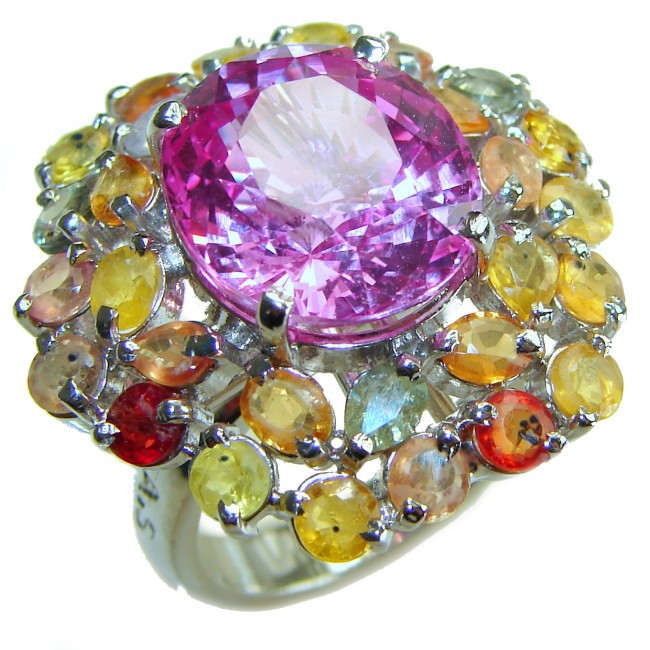 Real Diva 18.5 carat oval cut Pink Tourmaline Sapphire .925 Silver handcrafted Cocktail Ring s. 8 1/4