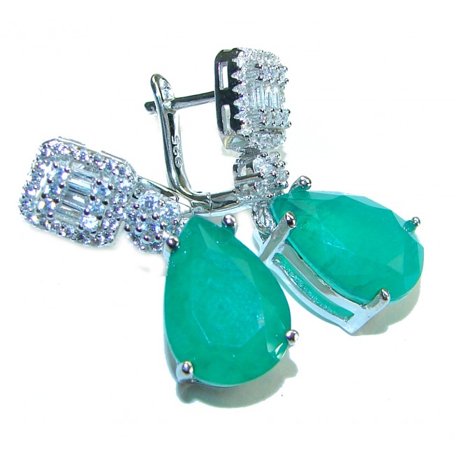 Gabriella Very Unique 5.9 carat Emerald .925 Sterling Silver handcrafted earrings