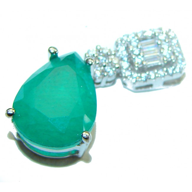 Gabriella Luxurious 4.9 carat Emerald .925 Sterling Silver handcrafted handcrafted pendant