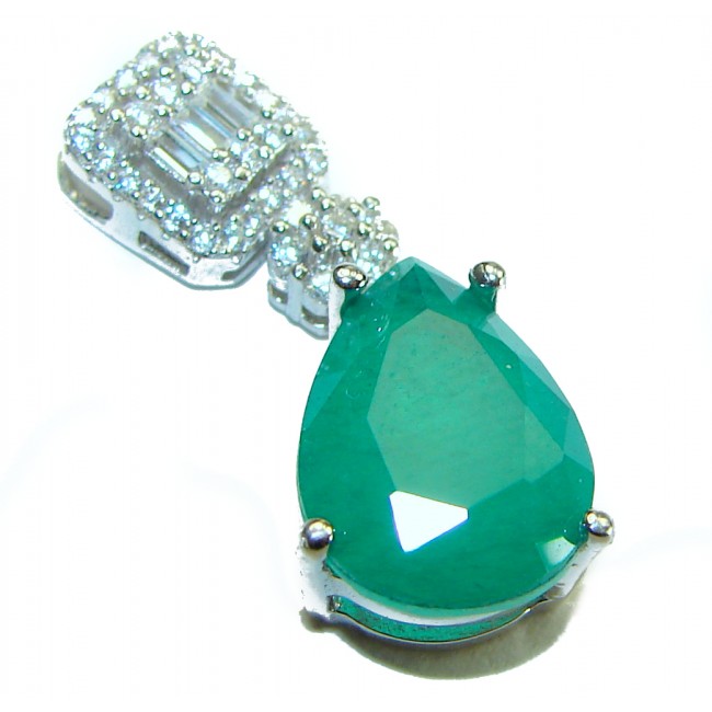 Gabriella Luxurious 4.9 carat Emerald .925 Sterling Silver handcrafted handcrafted pendant