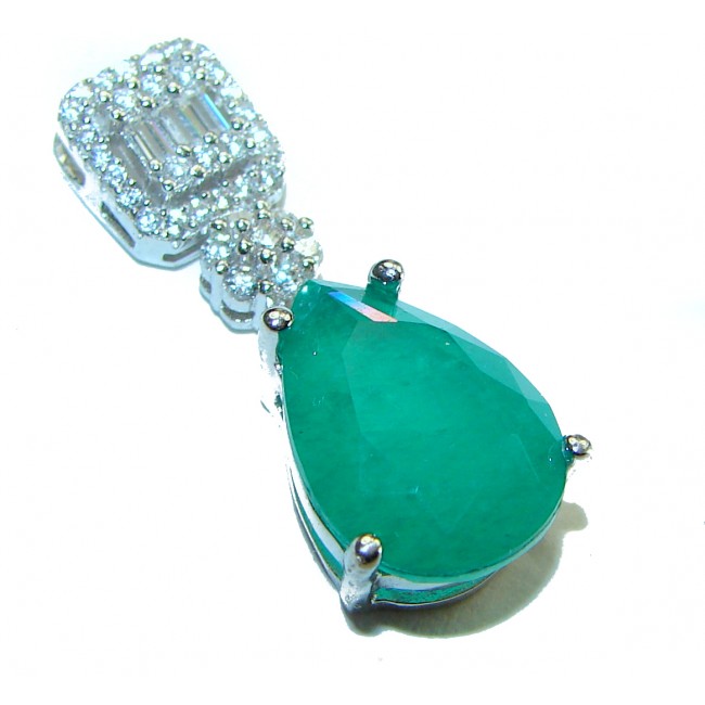 Gabriella Luxurious 4.9 carat Emerald .925 Sterling Silver handcrafted handcrafted pendant