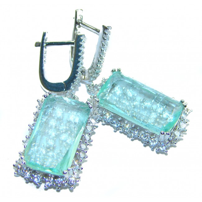 Emily Splendid 18.5 carat Aquamarine .925 Sterling Silver Handcrafted Earrings