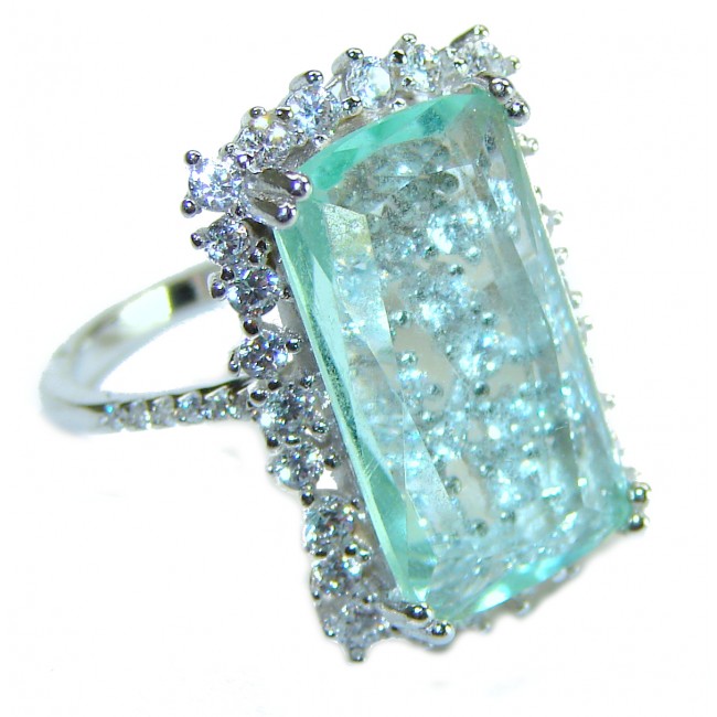 Splendid 10.5 carat Aquamarine .925 Sterling Silver Handcrafted Ring size 6 1/4