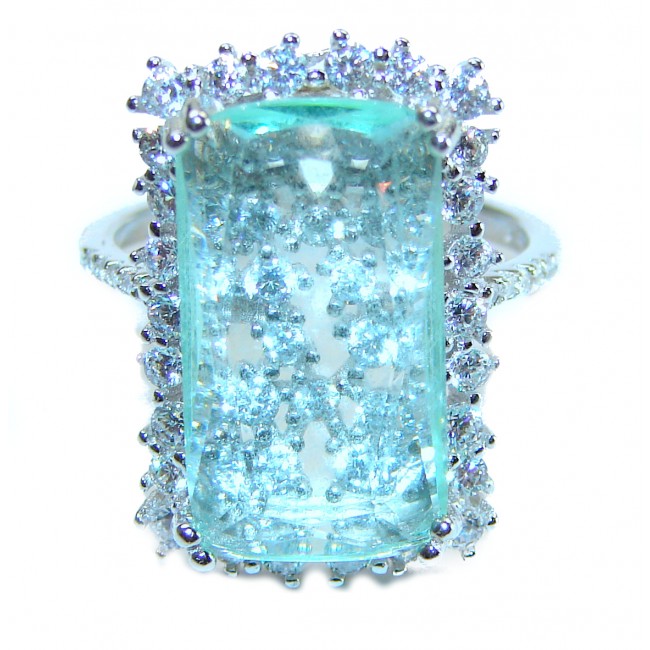 Splendid 10.5 carat Aquamarine .925 Sterling Silver Handcrafted Ring size 6 1/4