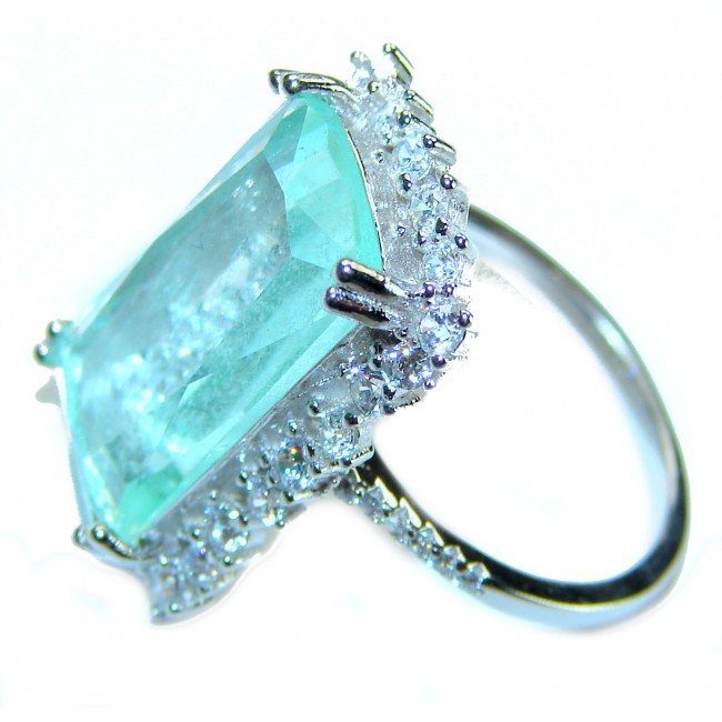 Splendid 10.5 carat Aquamarine .925 Sterling Silver Handcrafted Ring size 6 1/4