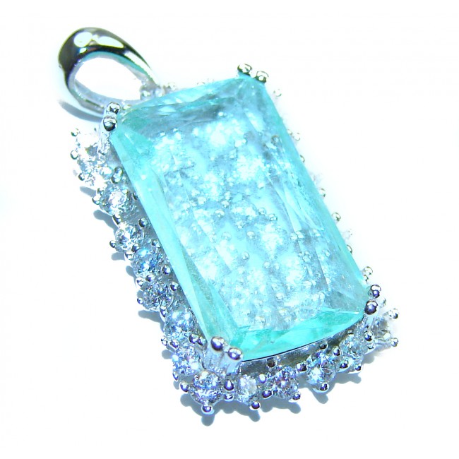 Emily - Baguette cut cut 9.4 carat Aquamarine .925 Sterling Silver handcrafted pendant