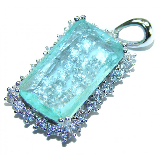 Emily - Baguette cut cut 9.4 carat Aquamarine .925 Sterling Silver handcrafted pendant