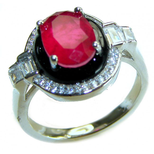 Art Decor best quality unique 5.2 carat Ruby .925 Sterling Silver handcrafted Ring size 7