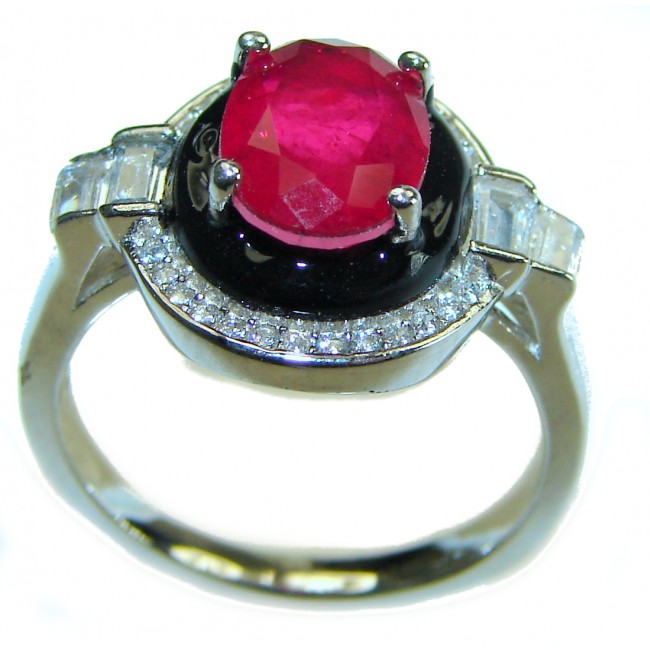 Art Decor best quality unique 5.2 carat Ruby .925 Sterling Silver handcrafted Ring size 7