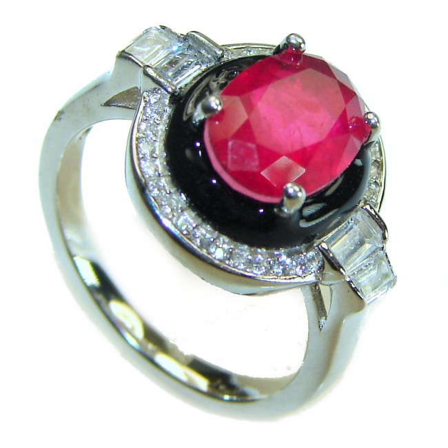 Art Decor best quality unique 5.2 carat Ruby .925 Sterling Silver handcrafted Ring size 7