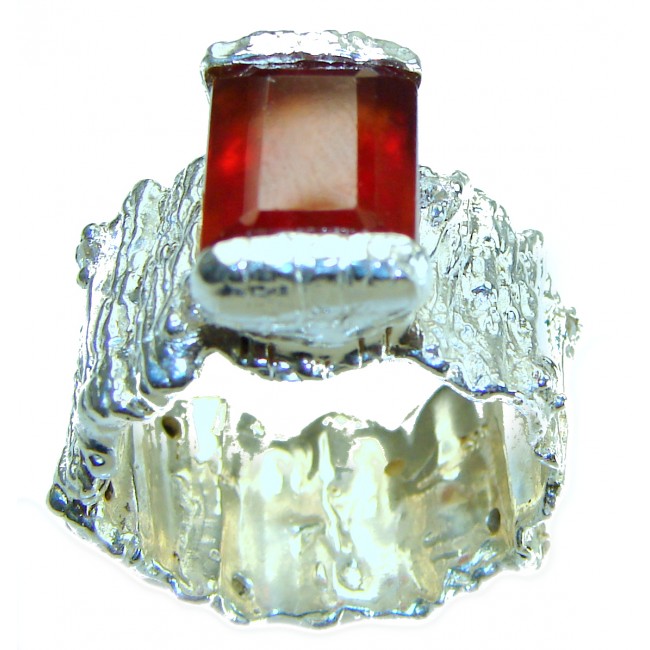 Bronco 8.5 carat Ruby .925 Sterling Silver handcrafted Statement Large Ring size 7