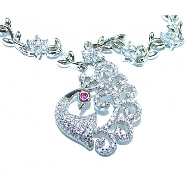 Graceful Swan shimmering White Topaz .925 Sterling Silver handcrafted necklace