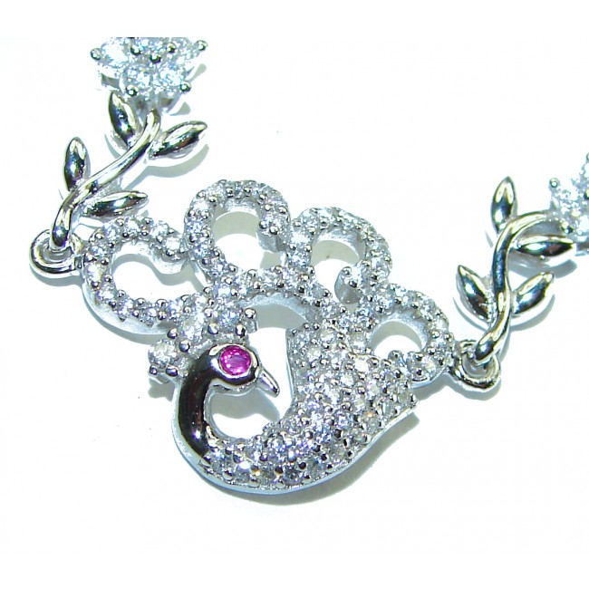 Graceful Swan White Topaz .925 Sterling Silver handcrafted Bracelet