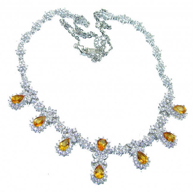 Luxurious Authentic 19.2 carat Citrine .925 Sterling Silver handmade necklace