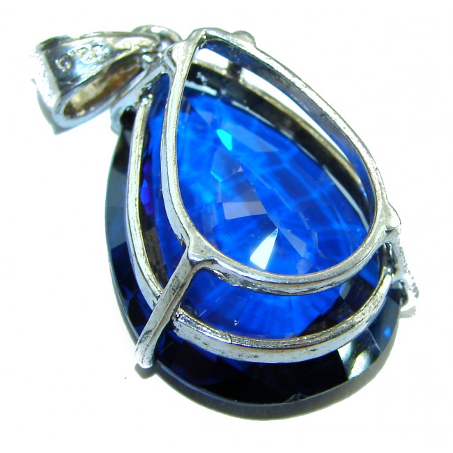 Enchanted Ocean drop 25.5 carat London Blue Topaz .925 Sterling Silver handmade Pendant