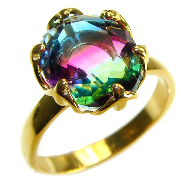 6.8 carat Brazilian Tourmaline 14K Gold over .925 Sterling Silver Perfectly handcrafted Ring s. 6 3/4