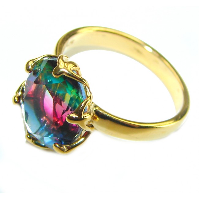 6.8 carat Brazilian Tourmaline 14K Gold over .925 Sterling Silver Perfectly handcrafted Ring s. 6 3/4